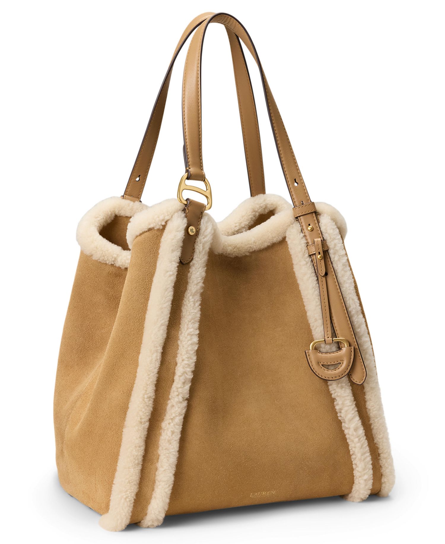 Tasha Extra-Large Sherpa-Trim Suede Tote Bag