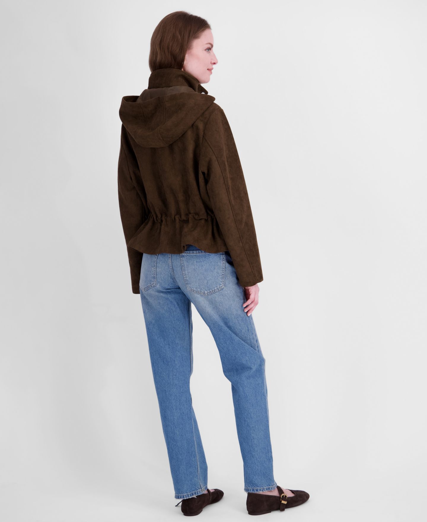 Женское пальто Tahari Faux Suede Hooded Anorak, цвет: Шоколадный — фото 7