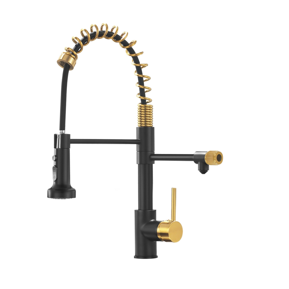 Thirtypeachy Pull-Down Brass Kitchen Faucet with Drinking Water Spout, Dual Outlet, High Arc Spring Design