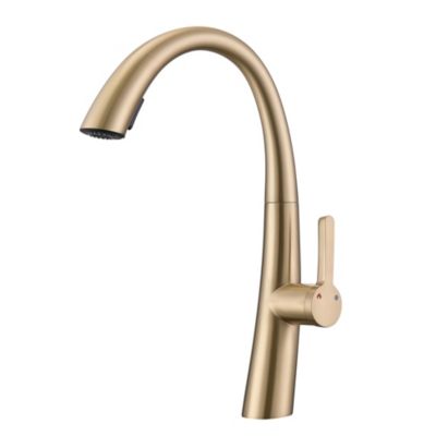Single Handle High-Arc Pull-Down Kitchen Faucet, Stainless Steel with Dual-Mode Sprayer and 360degree(s) Swivel
