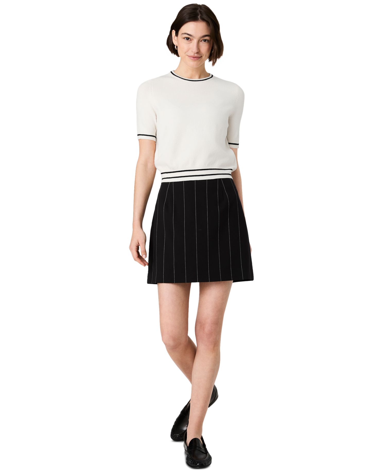 Women's Wide Pinstripe Mini A-Line Skirt