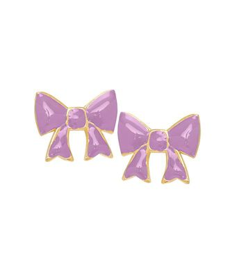 Girls Enamel Bow Stud Earrings in 14K