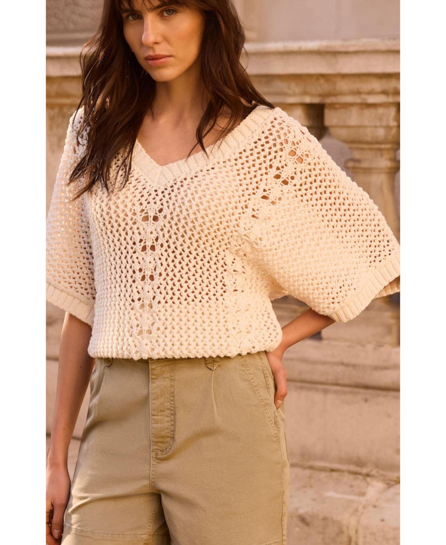 Women's Open Knit Crochet Top
