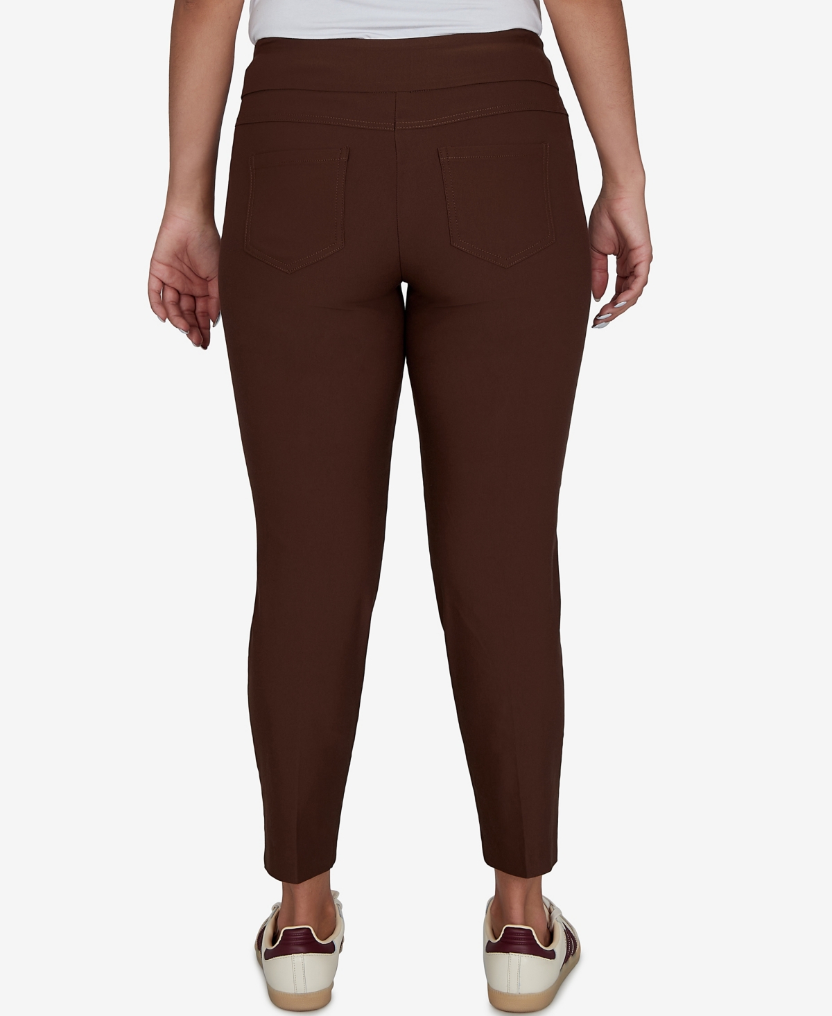 Ruby Rd. Petite Alt Silky Ankle Pull-on Pants In Brown