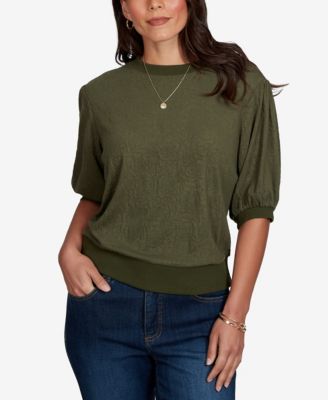 Petite Rosette Textured Knit Top