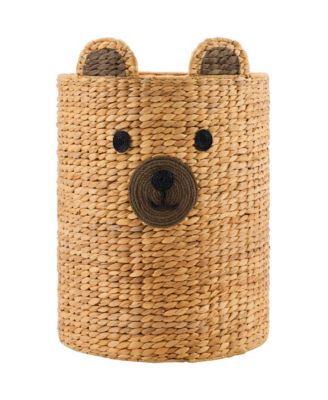 Kids Large Bear Laundry Hamper, Handwoven Basket, Nursery and Kids Room Storage, 26 Gallon