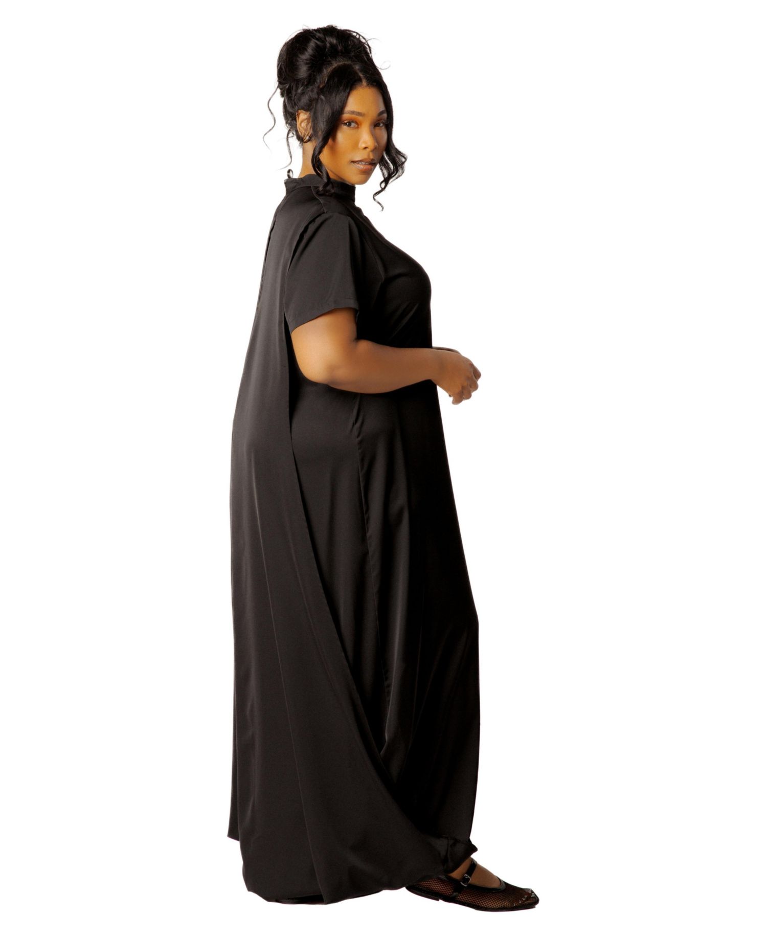 Plus Size Mock Neck Draped Maxi Dress