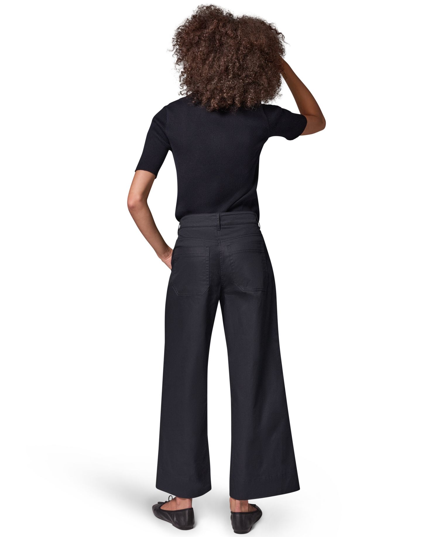Women's Cotton Twill Wide-Leg Mid-Rise Pants,