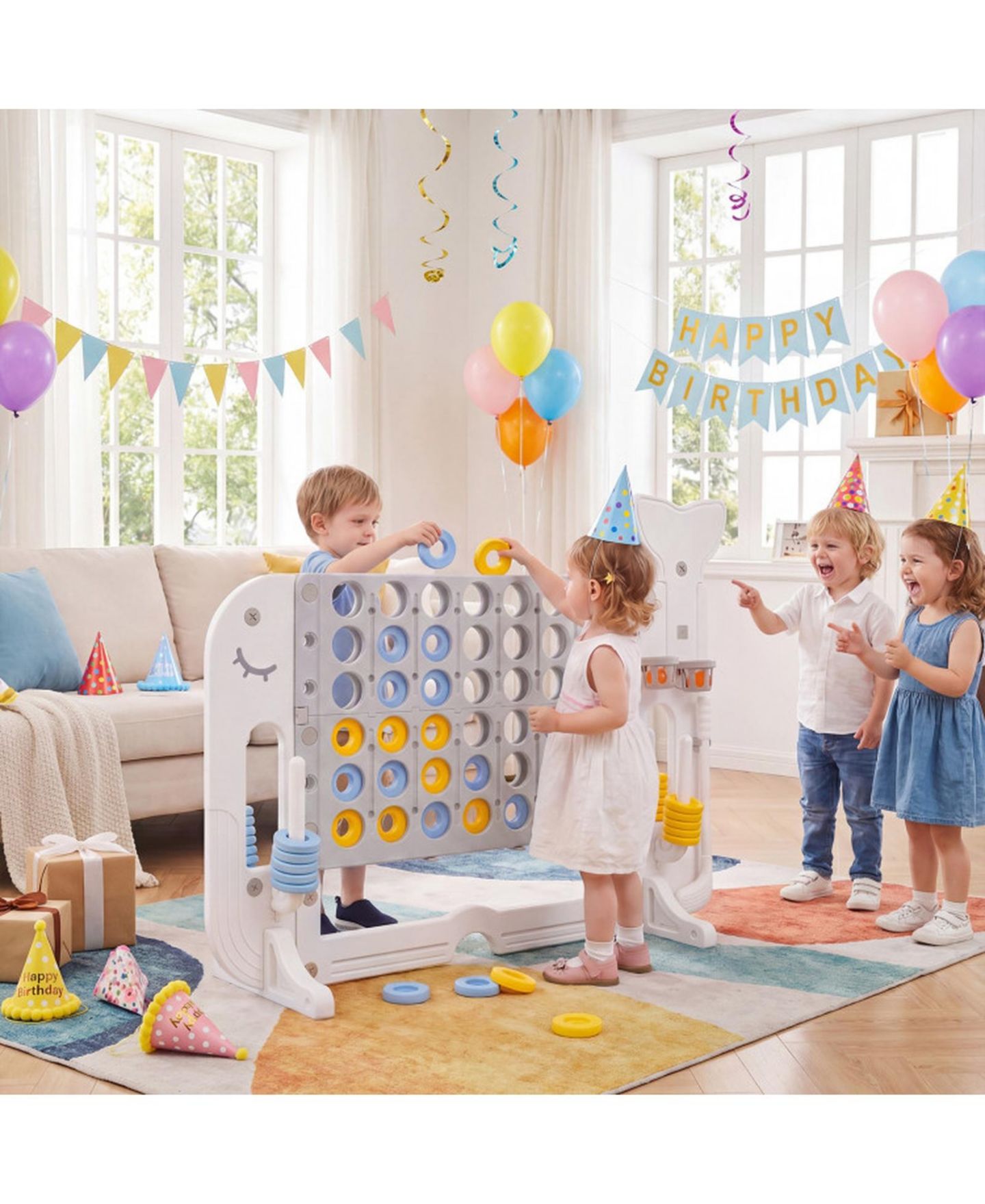 Детские игрушки SUGIFT 4-in-1 Giant 4-to-Score Yard Game Set, Adjustable Height, 55" x 18.5" x 42.5", Ages 5+, цвет: Серый — фото 9