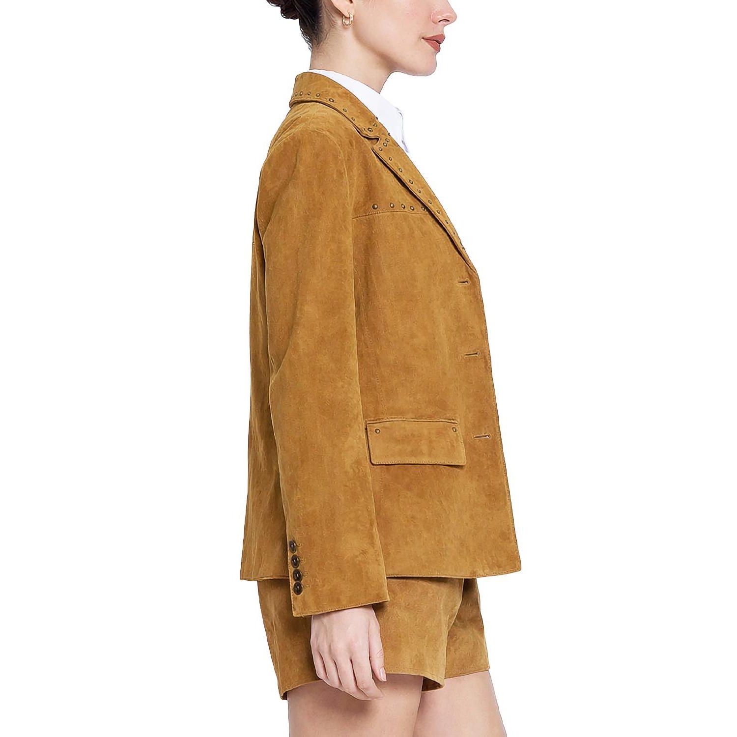 Women's Odessa Studded-Leather Boyfriend Blazer