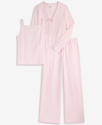 Girls' XS-XL Rib Cardigan, Top and Pants, 3-Piece Set