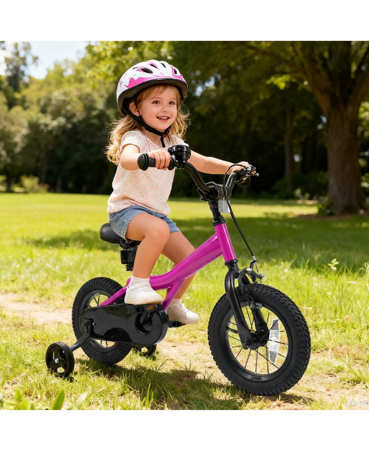 Hongge 12-Inch Kids Bike with Removable Training Wheels Enclosed Chain Guard and Bell Ages 3-4