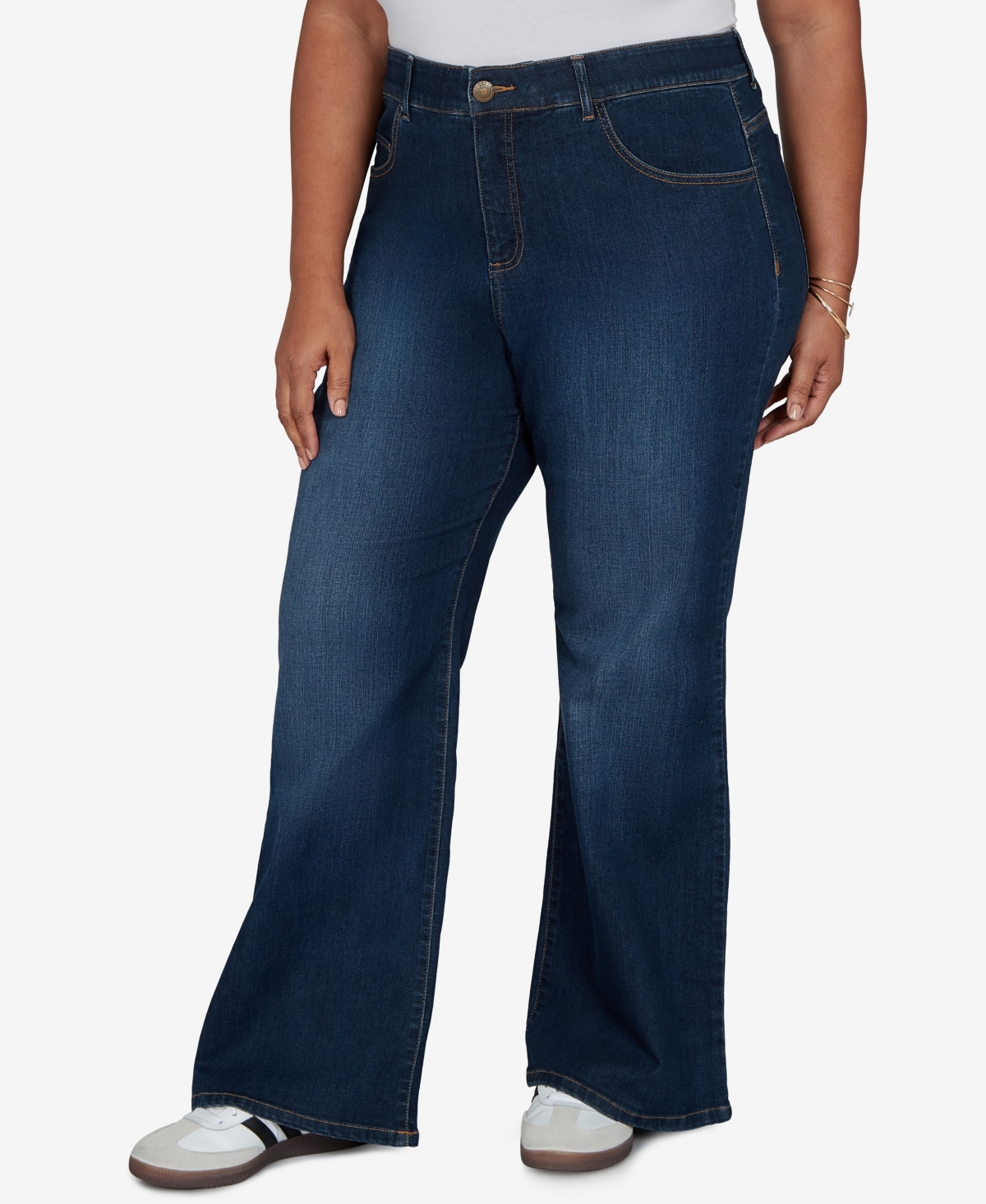 Ruby Rd. Plus Size Flare Mid-rise Jeans In Blue