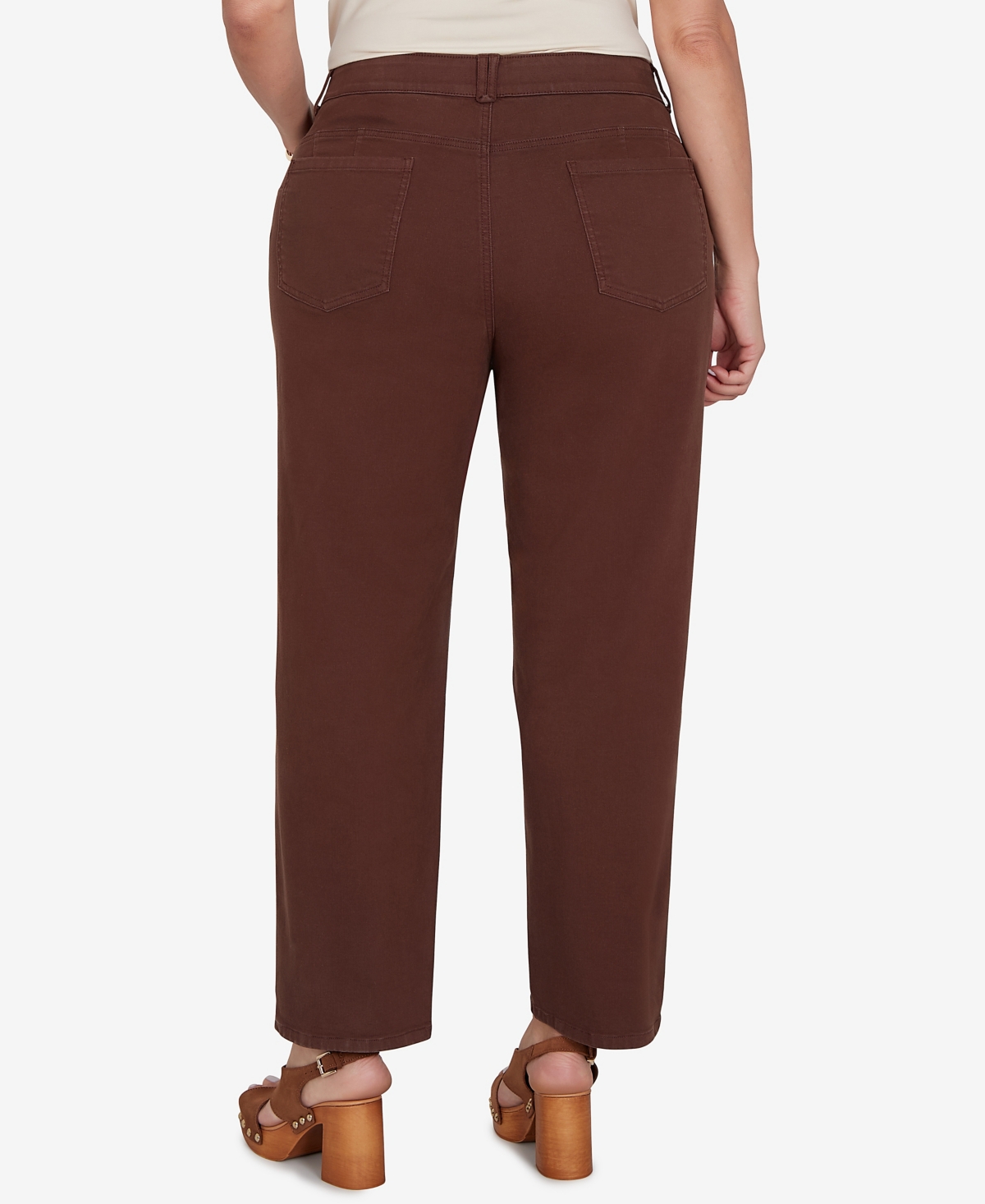 Ruby Rd. Plus Size Colored Denim Mid-rise Straight Pants In Brown