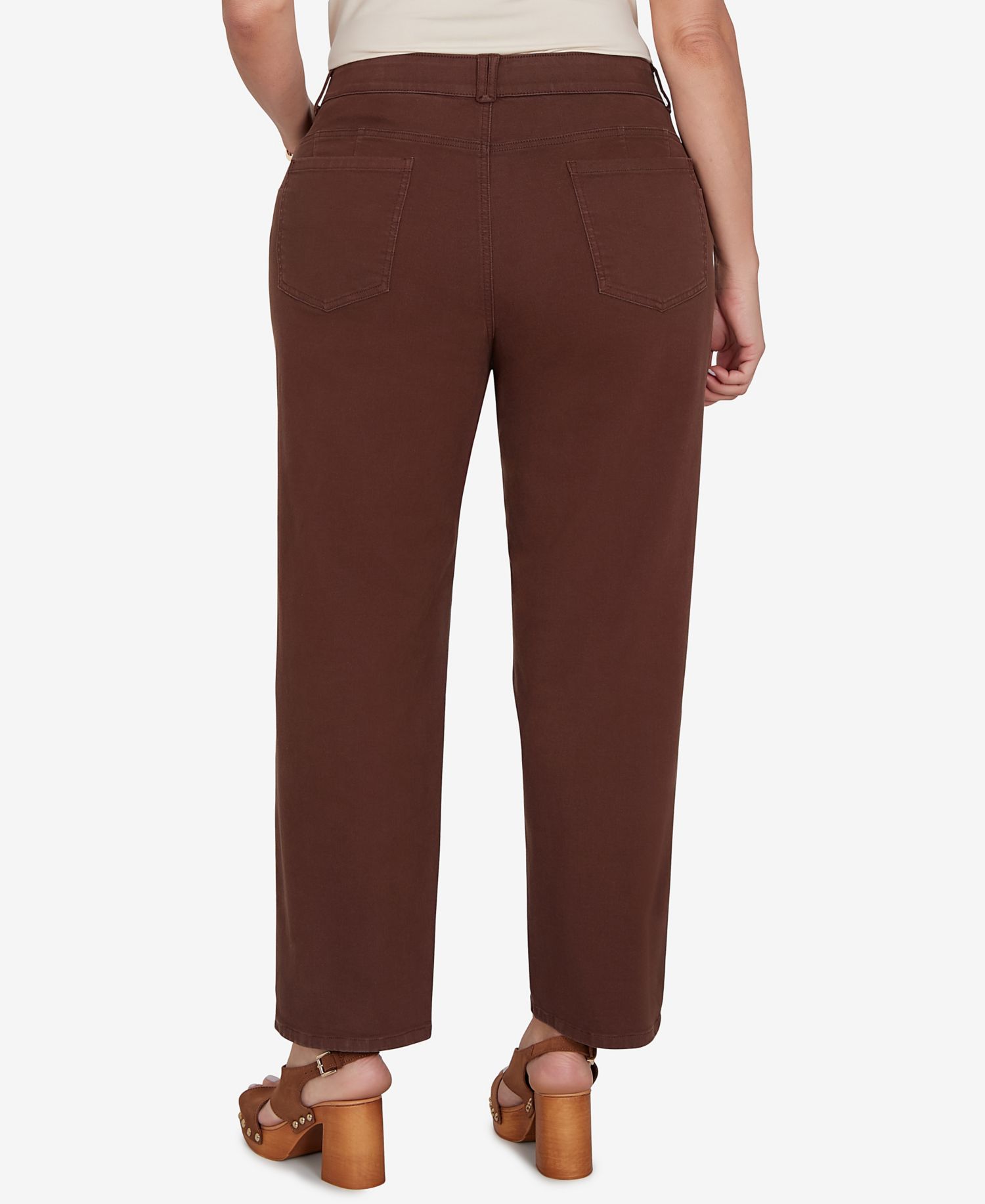 Plus Size Colored Denim Mid-Rise Straight Pants