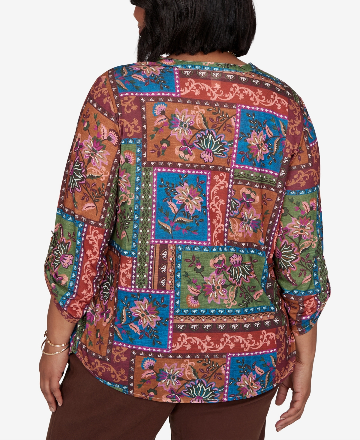 Ruby Rd. Plus Size Tapestry Floral 3/4-sleeve Blouse In Multi