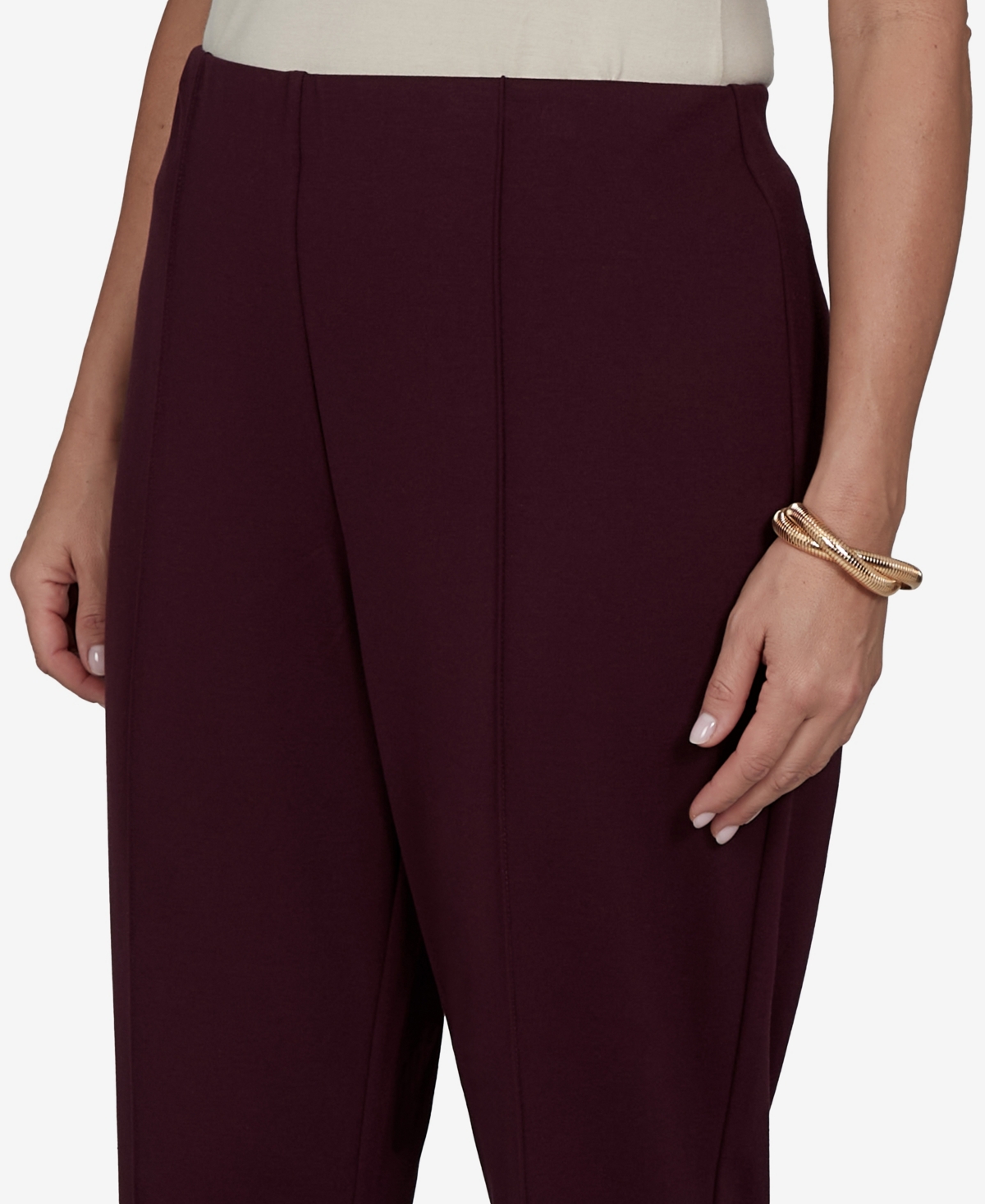 Ruby Rd. Plus Size Mid-rise Pull-on Ponte Pants In Burgundy