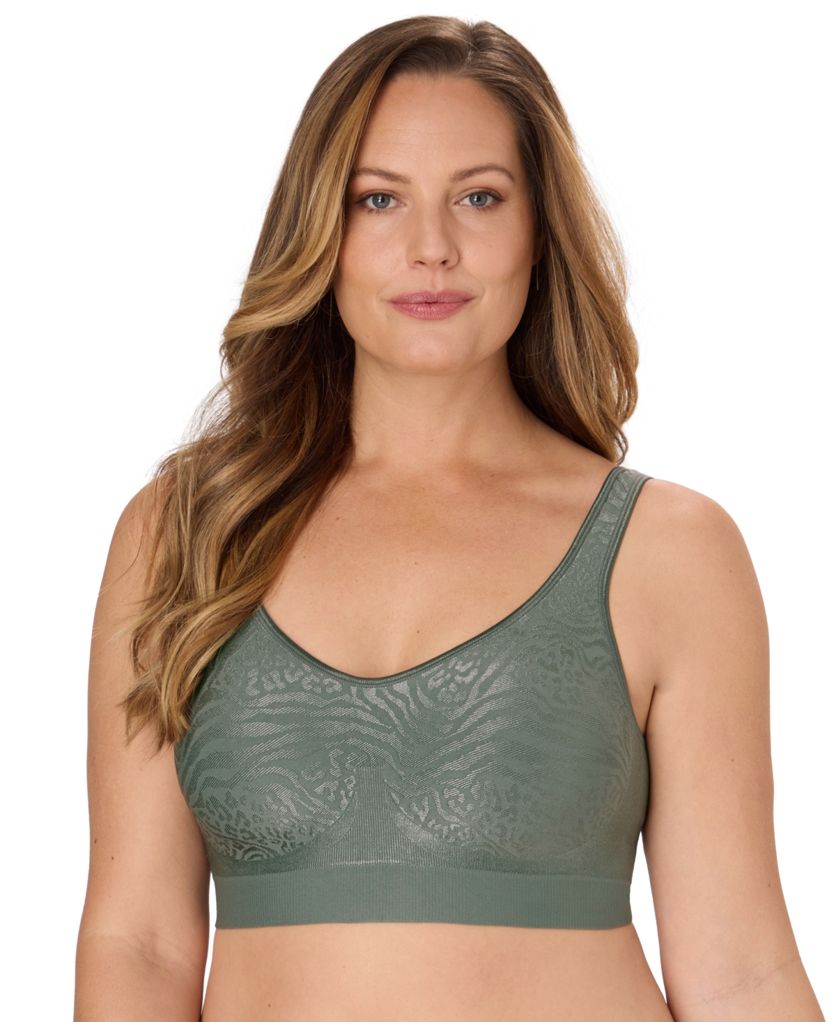 Bali Women's Comfort Revolution ComfortFlex Fit Seamless Shaping Wireless Bra 3488 - Repurposed Grey Mixed Animal