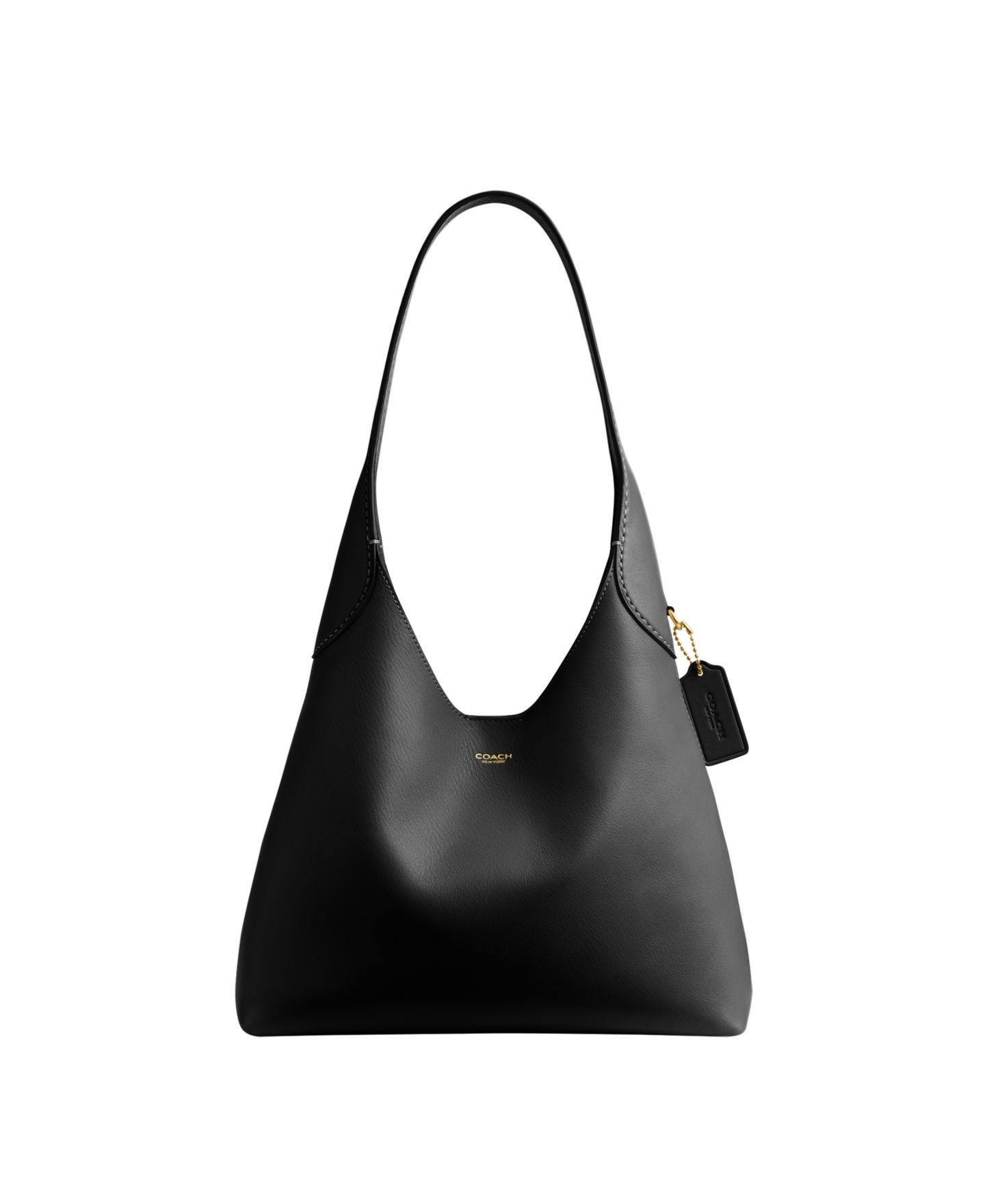 Женская сумка COACH Brooklyn Medium Leather Shoulder 28, цвет: Латунный / Чёрный — фото 1