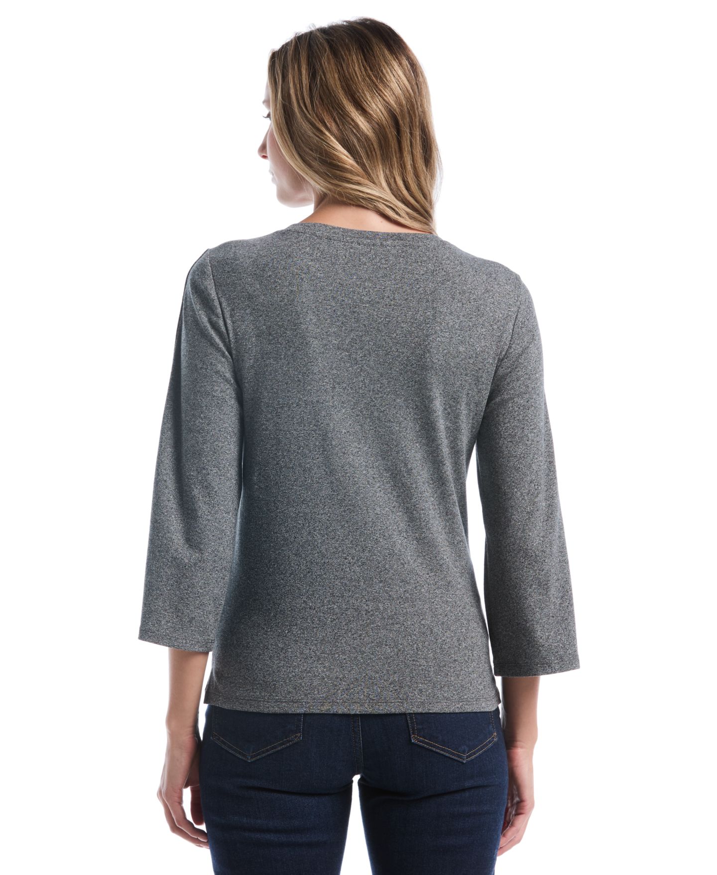 Женская футболка Rafaella Petite 3/4-Sleeve Stud Trim, цвет: Серый — фото 5