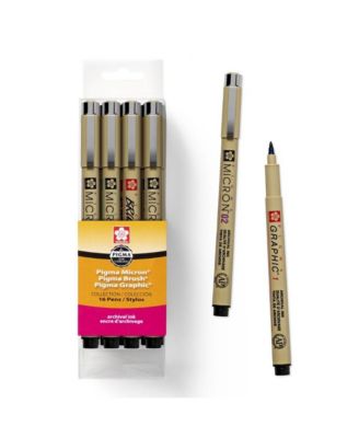 Pigma Micron Black Ink Multi-tip Set, 16 Pack