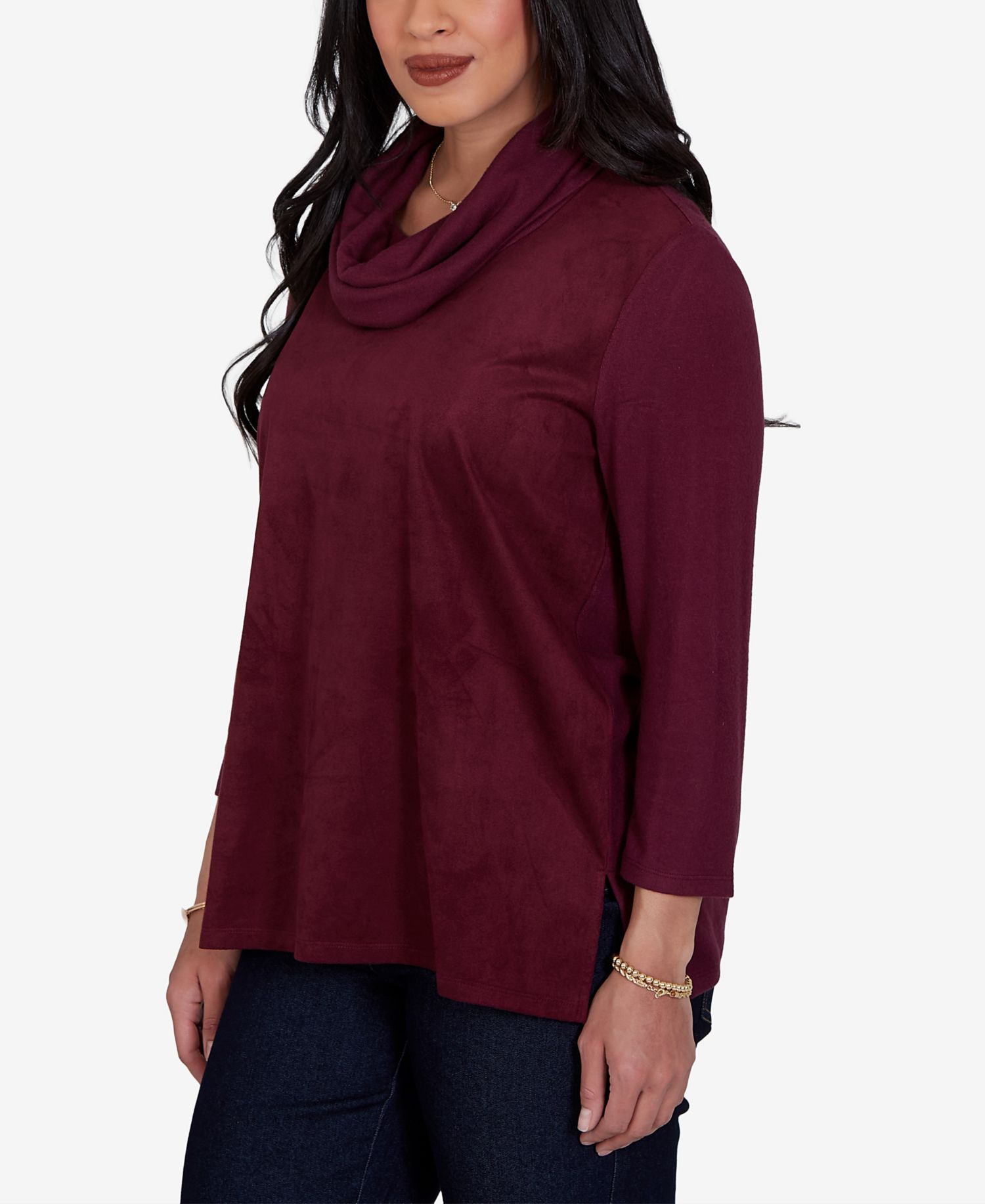Plus Size 3/4-Sleeve Cowl Neck Top