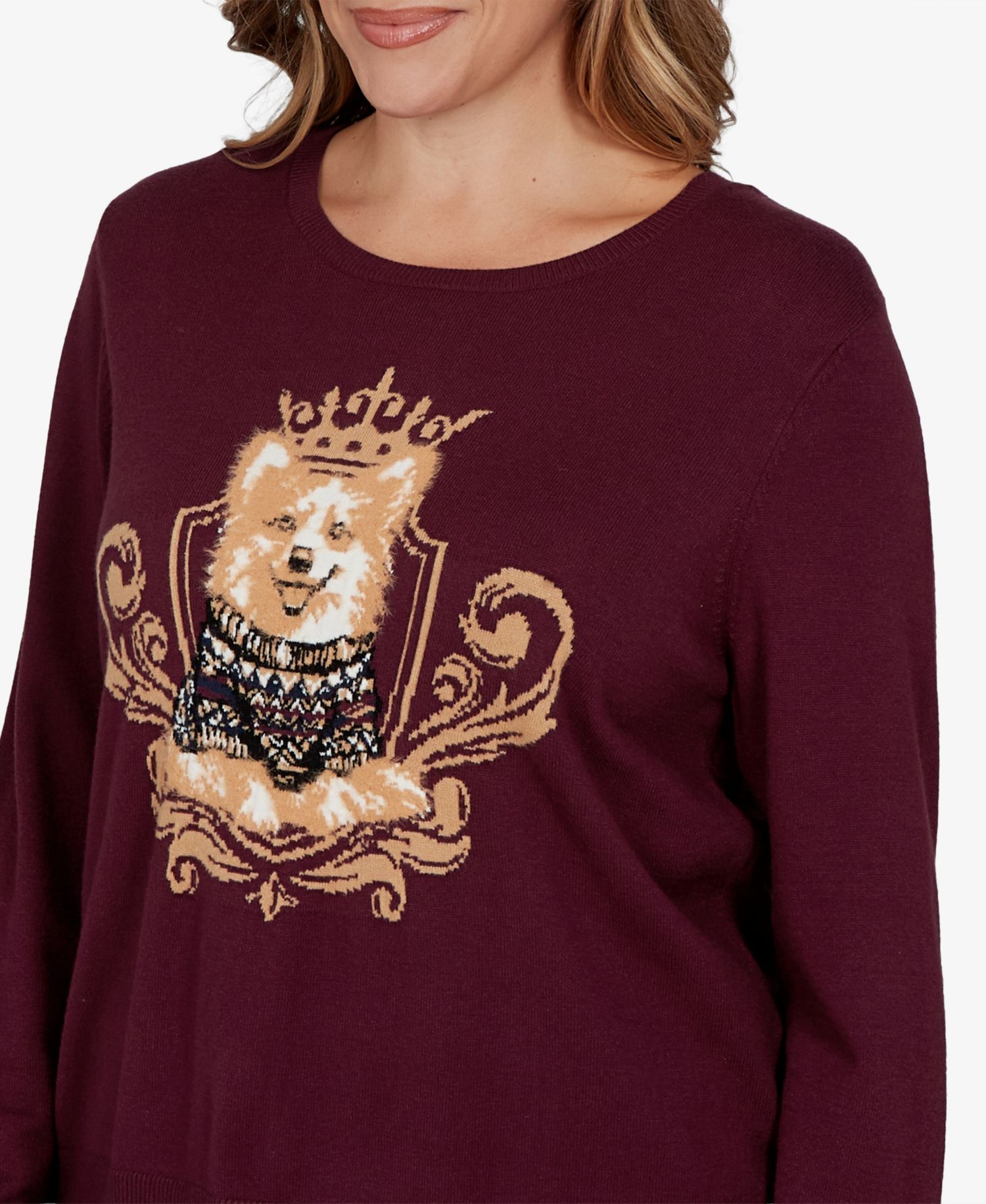 Plus Size Corgi Graphic Long-Sleeve Pullover