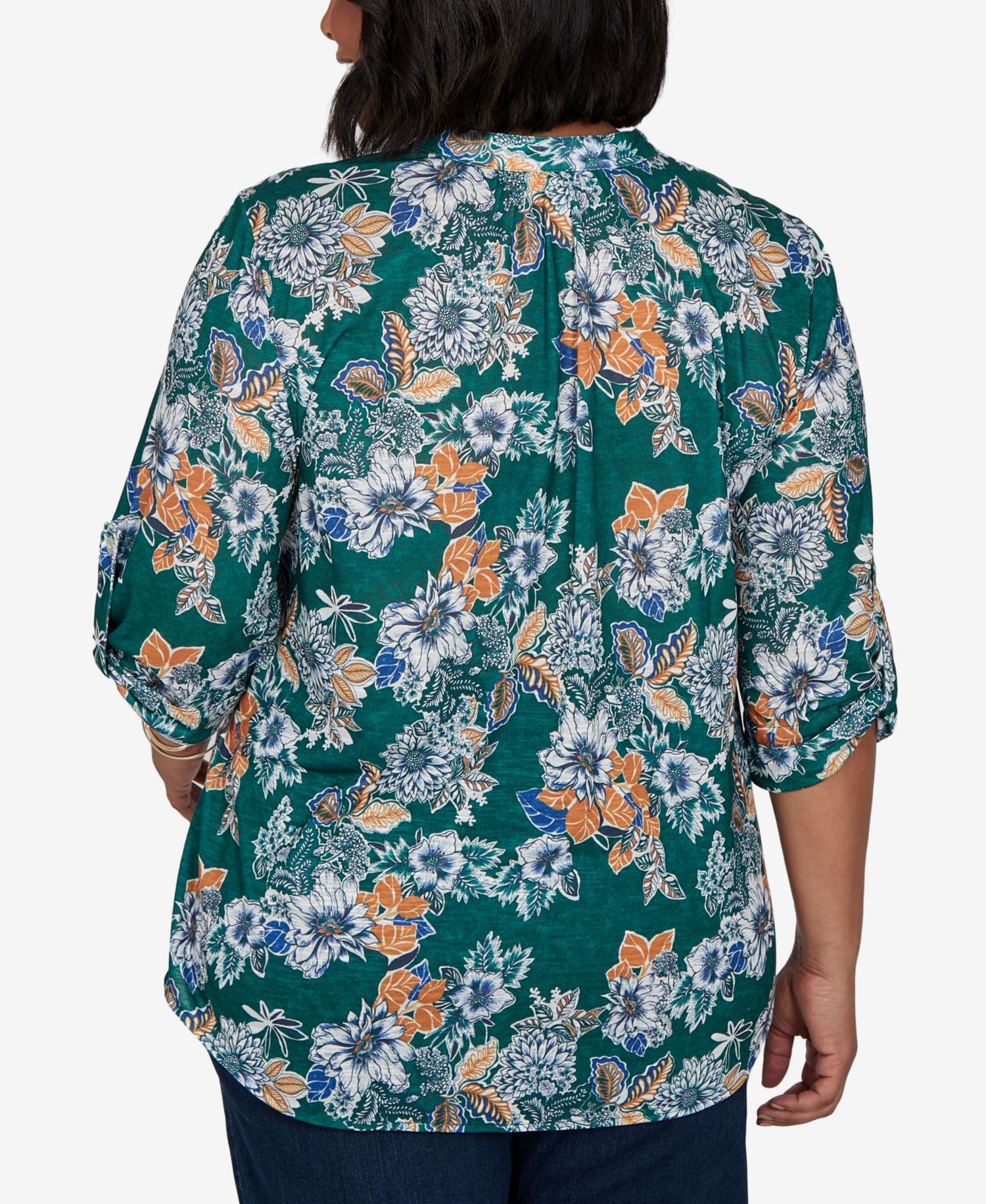 Plus Size Kensington Henley 3/4-Sleeve Floral Blouse