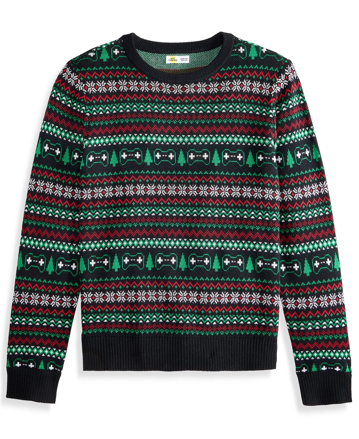 Свитер Epic Threads Long-Sleeve Holiday Cotton-Blend для мальчиков, цвет: Глубокий чёрный — фото 5