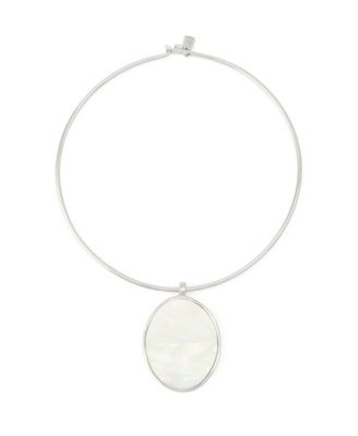 Imitation Pearl Reversible Pendant Collar Necklace
