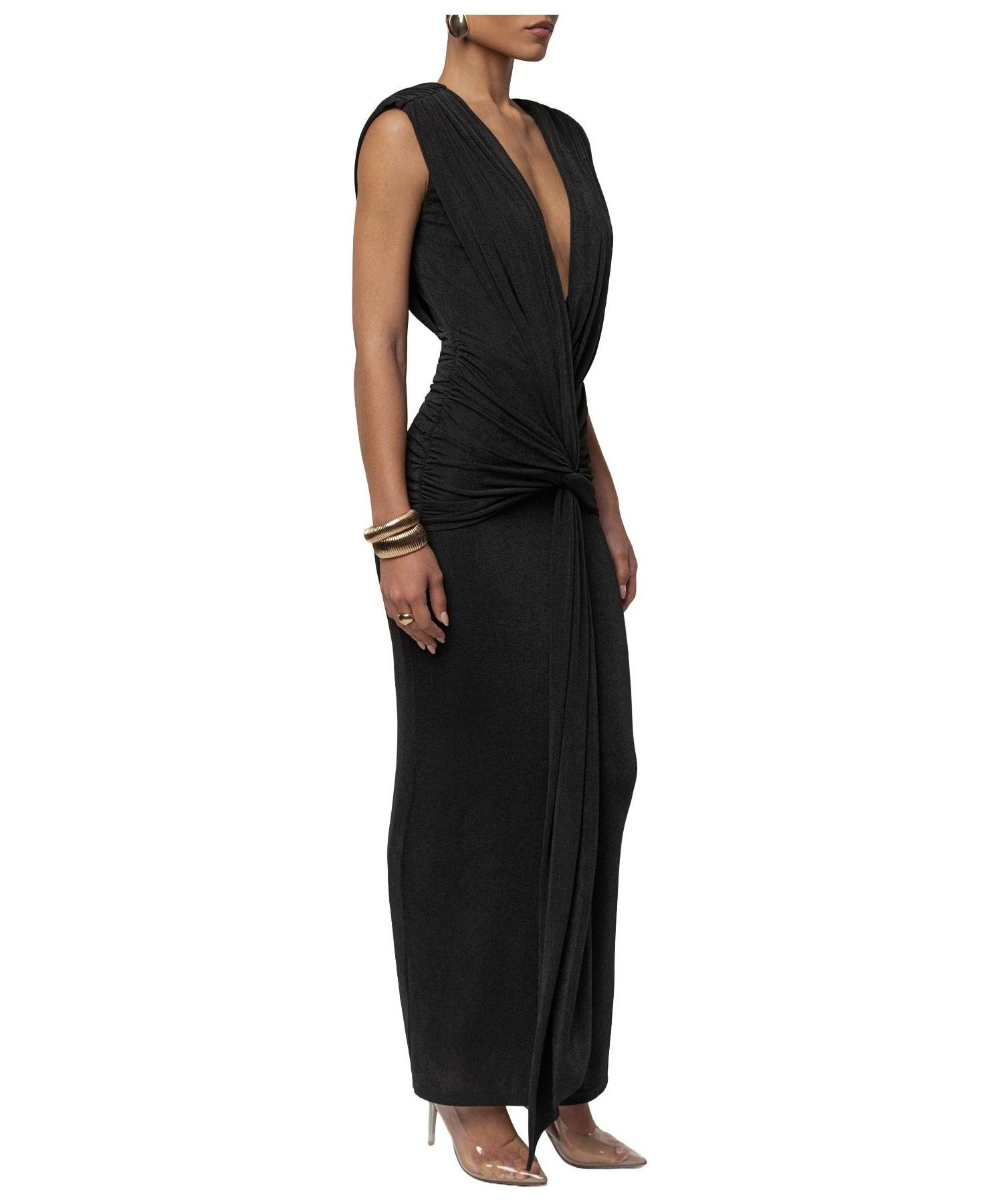 Women's Palma Plunge V-Neck Ruched Sleeveless Maxi Dress