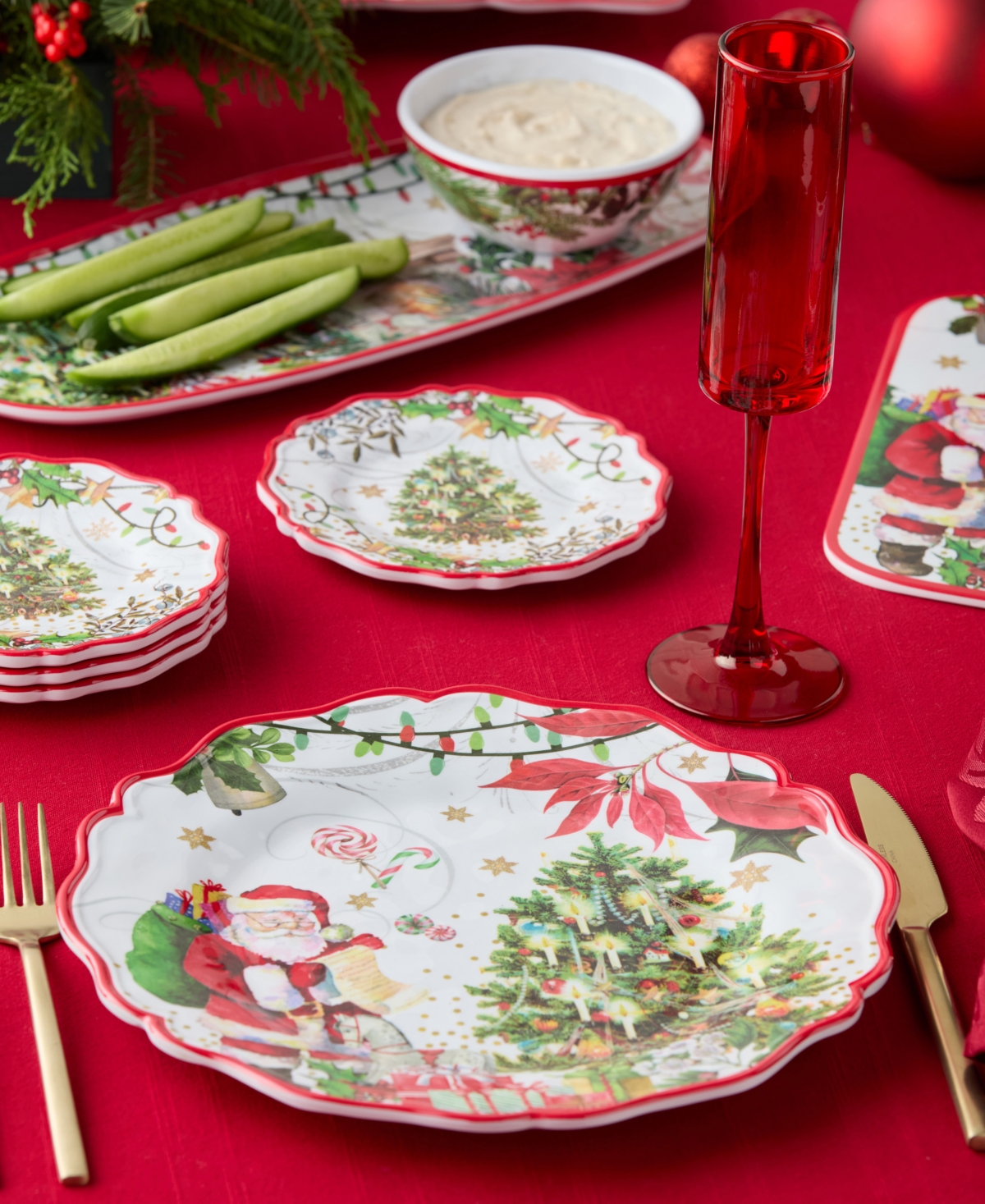 Certified International Santa's Delivery Melamine Dinner Plates, Set of 4