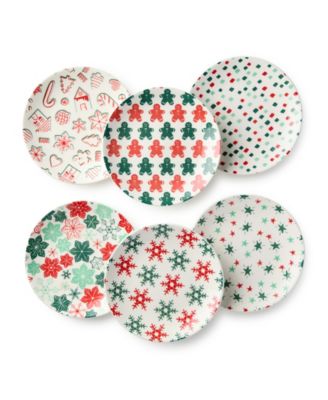 Holiday Spruce Canape Plates, Set of 6