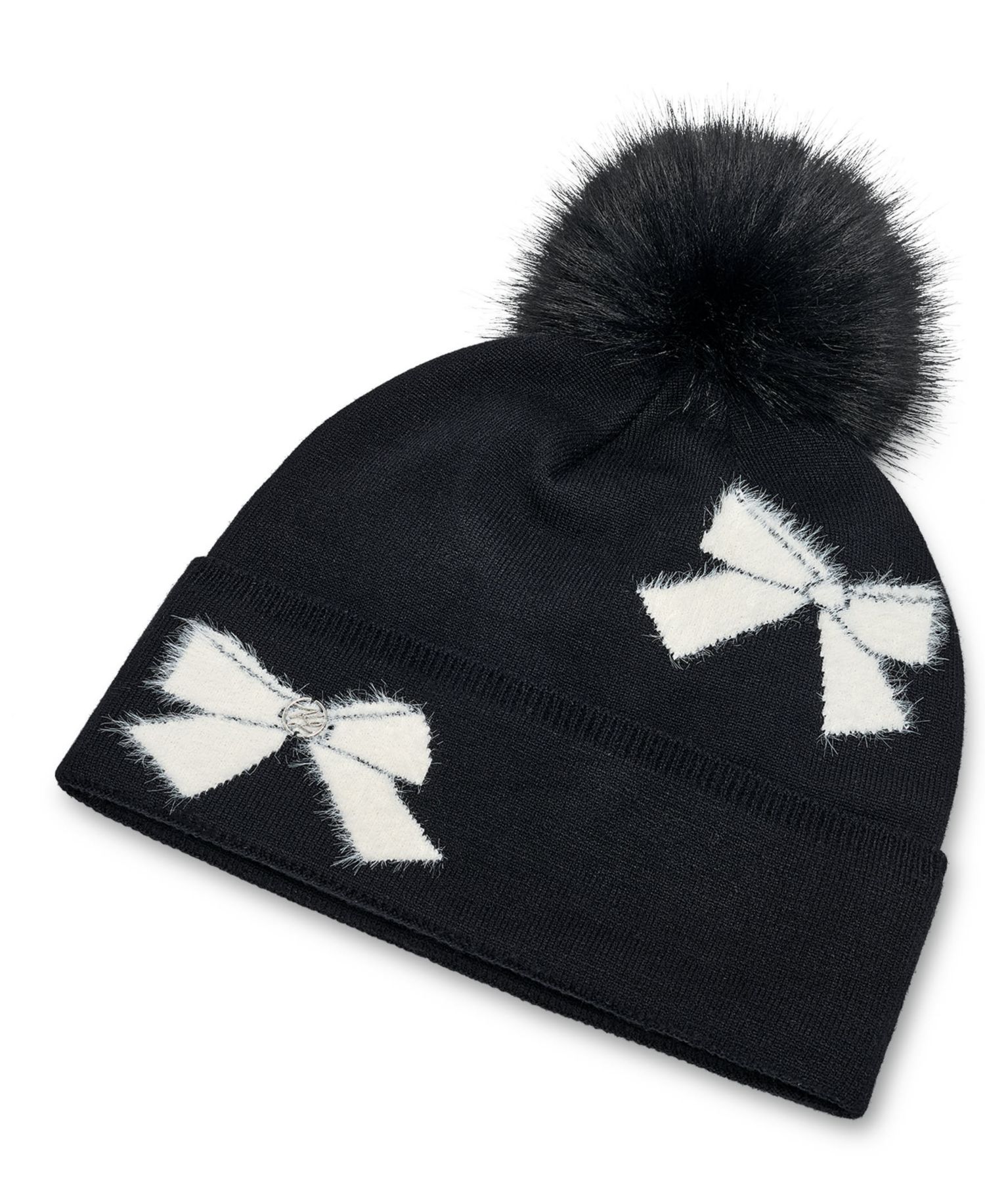 Fuzzy Bows Beanie Hat