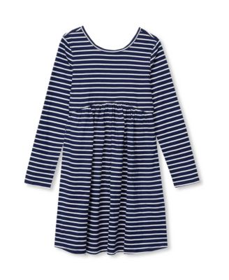 Girls Long Sleeve Gathered Waist Jersey Dress
