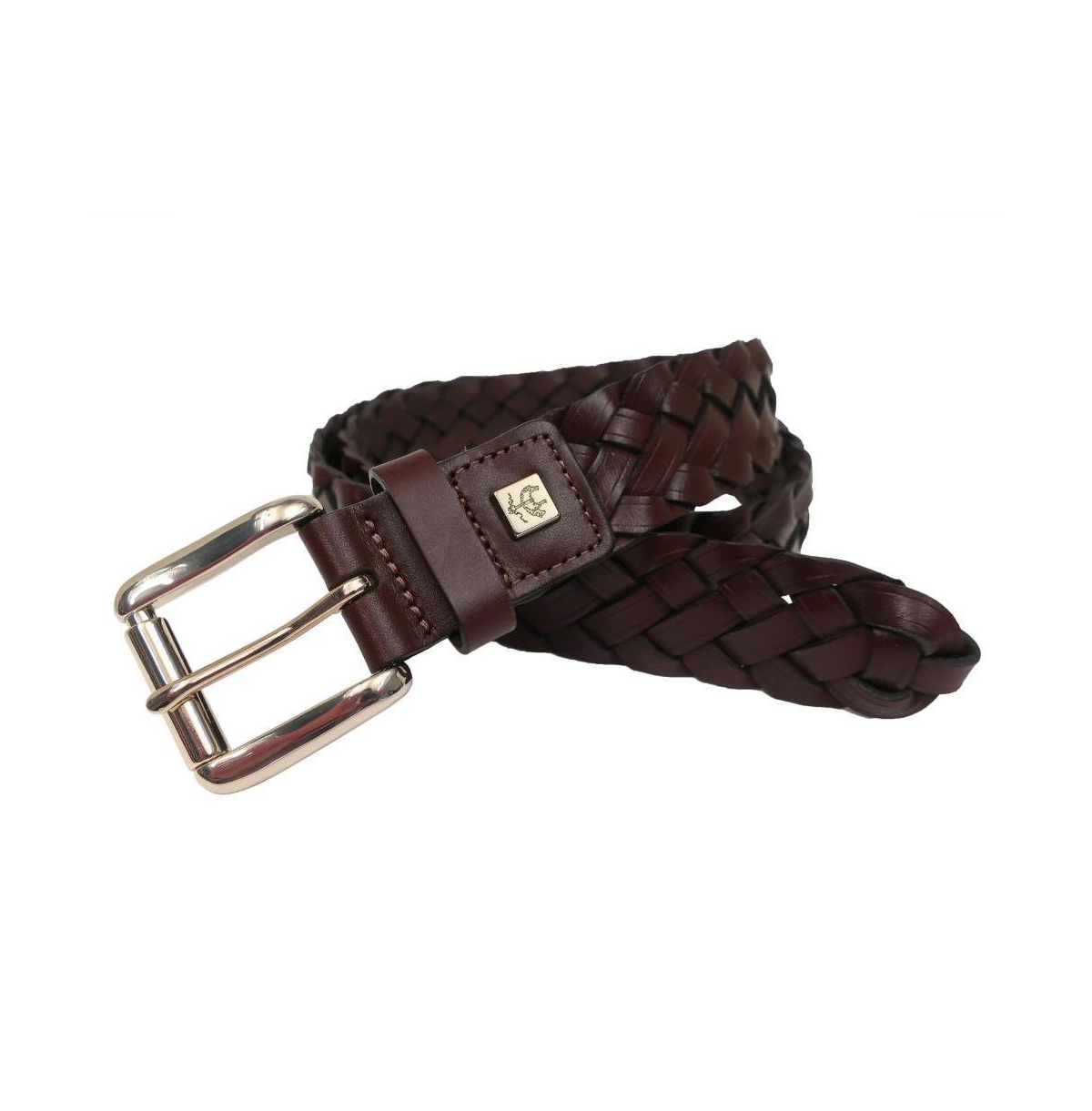 B by Brooks Brothers Men's Made in Italy Braided Full Grain Leather Belt - Brown