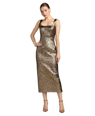 Women's Metallic Midi Sheath Dress