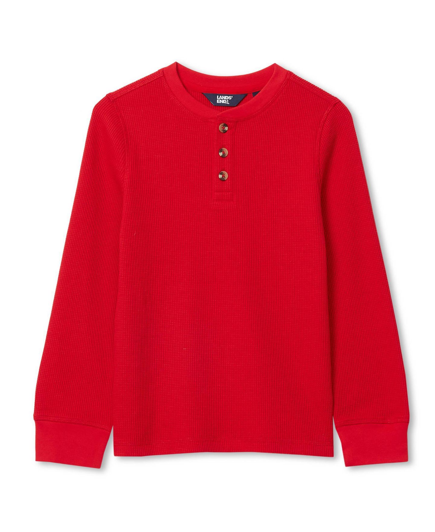 Lands' End Boys Long Sleeve Thermal Henley, цвет: Яркий красный — фото 1