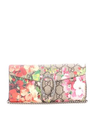 Long Dionysus Chain Wallet Blooms Print GG Coated Canvas