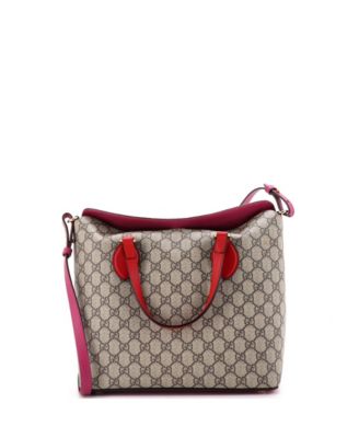 Medium Signature Fold Over Tote GG Coated Canvas with Leather