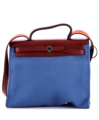 Pre-Owned Hermes 31 Herbag Zip Leather and Toile