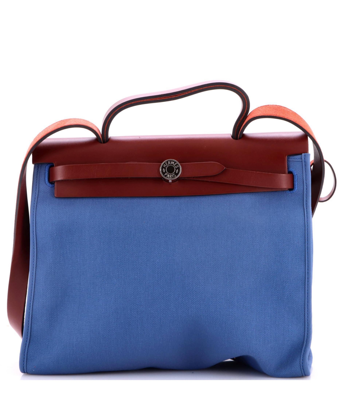 Pre-Owned Hermes 31 Herbag Zip Leather and Toile - Blue