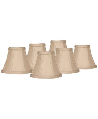 Imperial Shade Set of 6 Bell Lamp Shades Evaline Taupe Brown Fabric Small 3" Top x 6" Bottom x 5" High Candelabra Clip-On Fitting