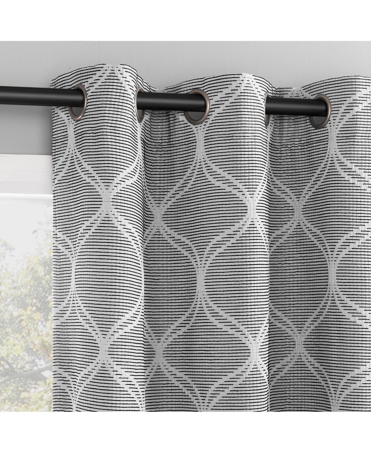Sun Zero Tikal Woven Ogee Blackout Grommet Curtain Panel Pair