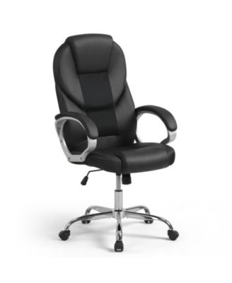 Ergonomic Leather Mesh Executive Office Chair with Padded Armrests and Rocking Backrest