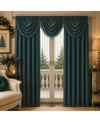 6 Piece Maison Estate Semi Sheer Collection Window Curtains and Beaded Valance Set