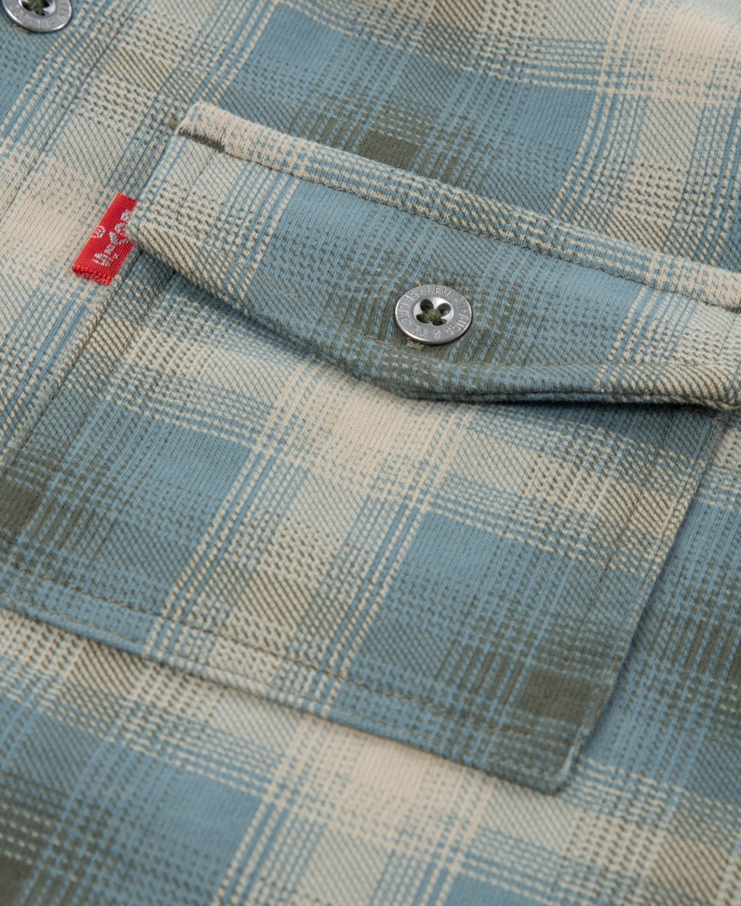 Детский комплект Levi's: клетчатая рубашка и джоггеры, 2T-7, цвет: Оливковый ночной — фото 3