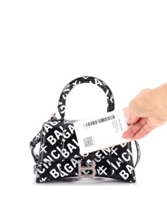 XS Hourglass Top Handle Bag Printed Leather