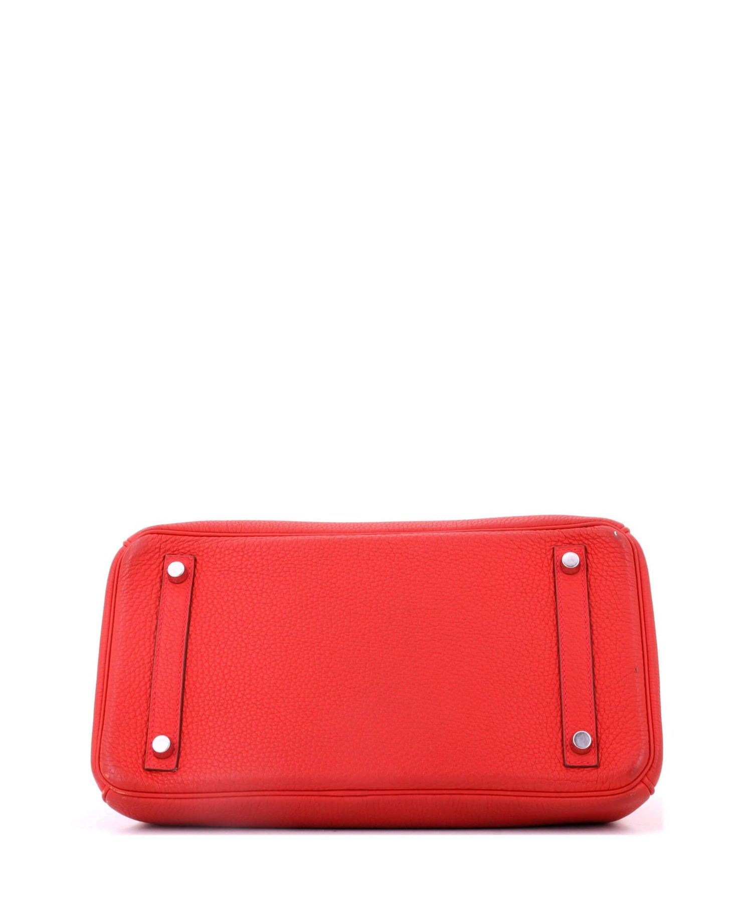 Pre-Owned Hermes Birkin 30 Handbag Red Togo with Palladium Hardware