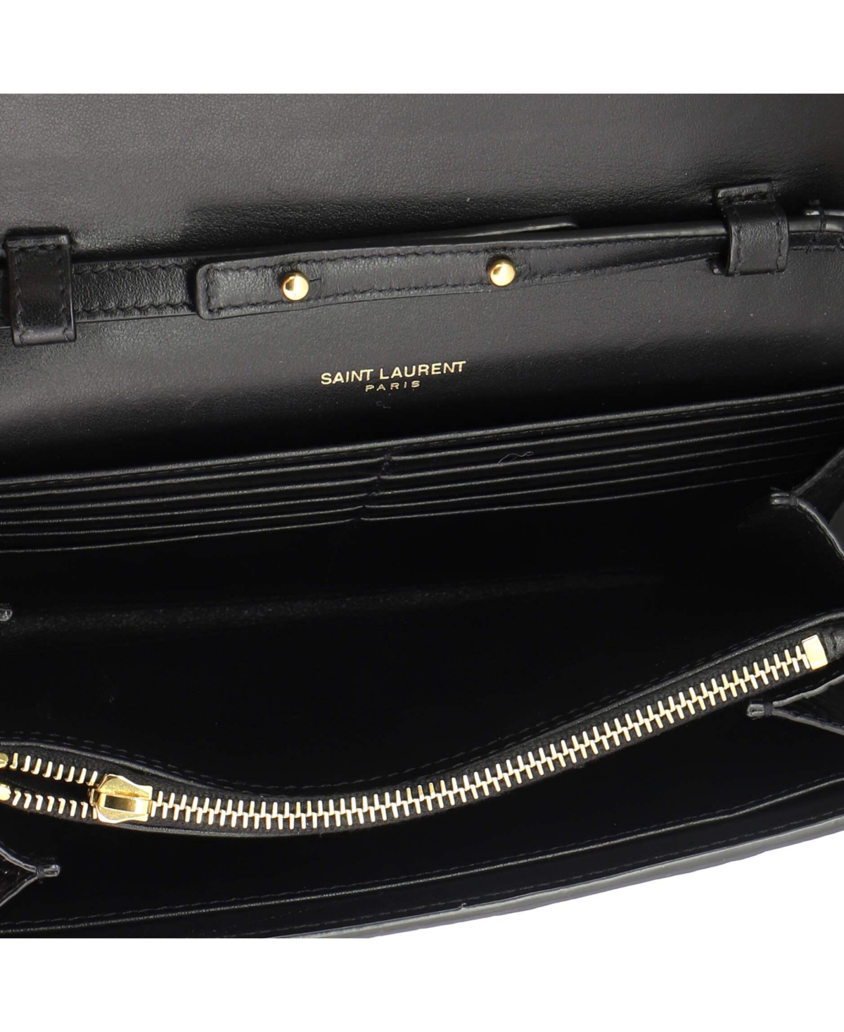 Pre-Owned Saint Laurent Classic Monogram Flap Chain Wallet Embossed Leather